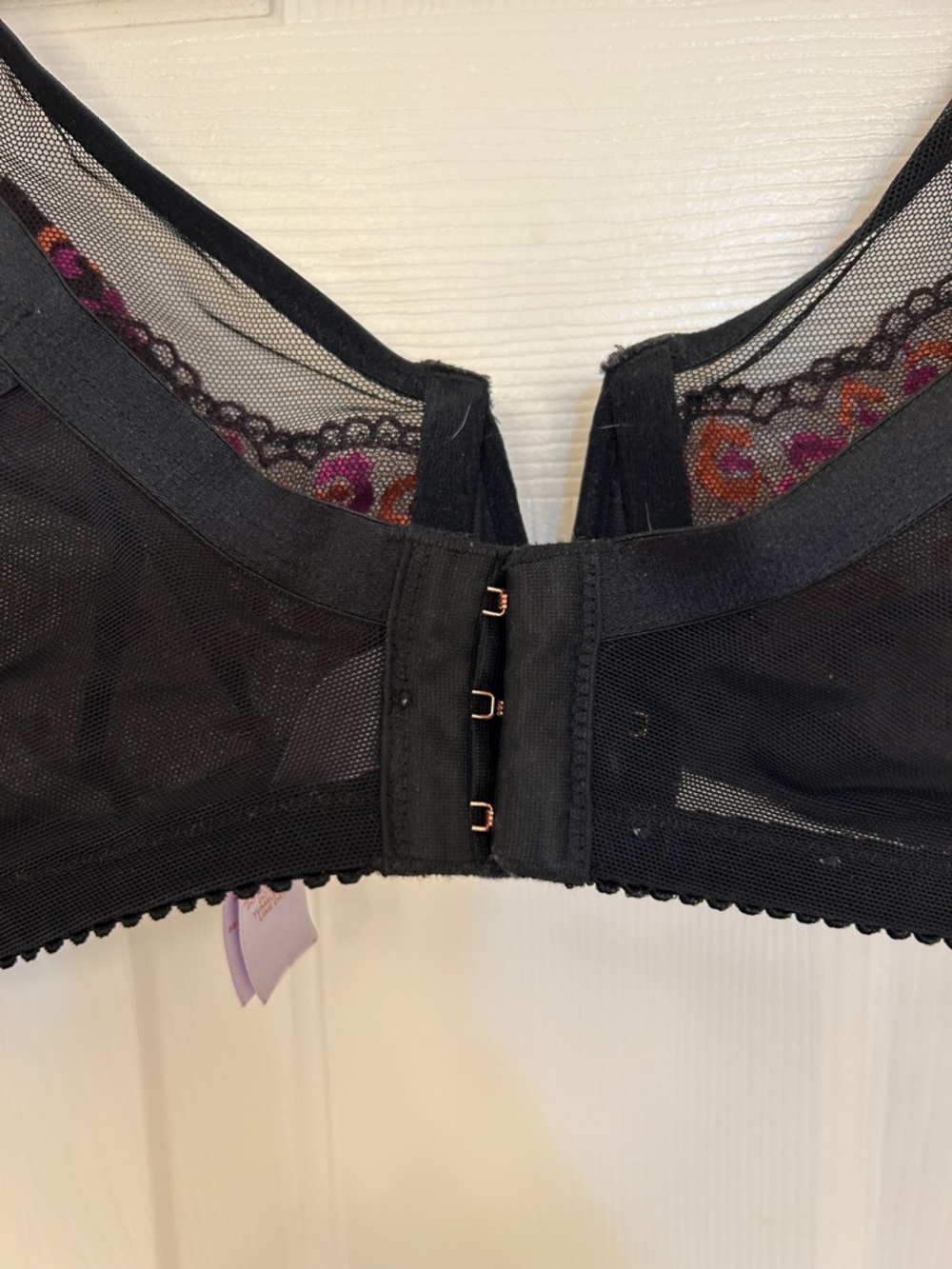 Savage X Fenty Black Sheer Bra with Pink & Orange Floral Embroidery 40D - Picture 6 of 8